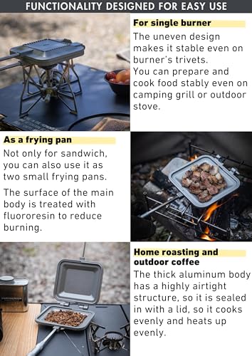 camping moon Sandwich Maker Hot Sand Single Burner Gas Fire Open Fire Compact Aluminum TT-1315 - color: Silver