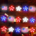Zhanmai 2 Pcs 4th of July Decorations Lights Red White Blue String Lights 10ft 30 LED Patriotic Stars American Flag Battery Operated Decor for Fourth of July Independence Day, Star Flag - style: Star, Flag