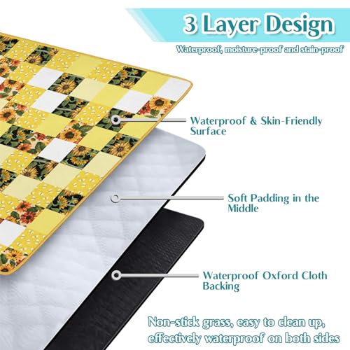 Checkered Picnic Blankets Waterproof Foldable, 60″X80″Sunflower Picnic Mat Outdoor Blanket for Grass, Cute Bee Thick Beach Blanket Sandproof Picnic Accessories for Camping Party Park Patio - color: A04, size: 5' X 6'8" (Rectangular)