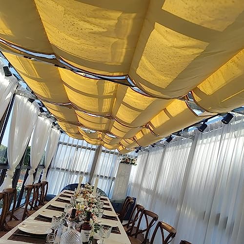 WIGING Outdoor Waterproof Retractable Sun Shade Sail, Slide Wire Wave Canopy Cover with Mounting Kit for Patio Garden Backyard Deck Pergola