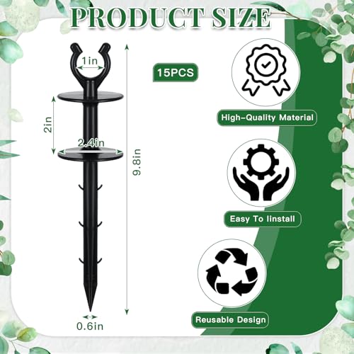Blulu 15 Pcs 2 in 1 Garden Hose Guide, Universal 10 Inch Hose Guide Stakes with Barbs, Water Sprinkler Support Spike to Keep Off Lawn for Yard Lawn Garden Flower Plant Tool(Black) - color: black