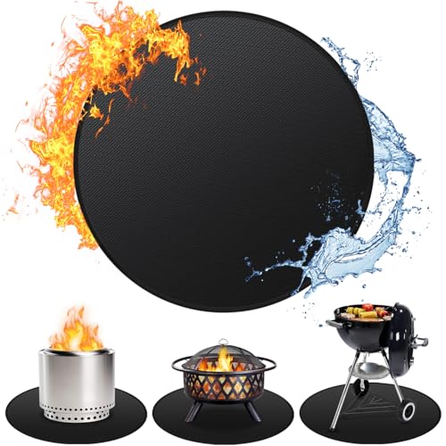 48" Fire Pit Mat for Solo Stove Bonfire, Double-Sided Fireproof Under Grill Mat Deck Patio Protector Pad, Round BBQ Mat for Solo Stove Accessories, Easy to Clean, Reusable (0.9mm) - color: 48x48 inch (0.9mm)