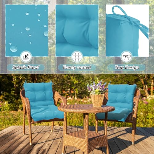 Marsui 4 Pcs Outdoor Indoor High Back Chair Cushions Patio Furniture Tufted Pillow with Ties Water-Resistant Replacement Outdoor Rocking Chair Cushions, 42 x 21 Inches (Royal Blue,Solid Color) - color: Royal Blue, size: Solid Color