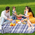 Waterproof Picnic Outdoor Blanket, 79" x 59" Sandproof Foldable Large Picnic Blanket for Beach, Camping, Park, Travel, Concert, Great Gift for Families and Couples (Blue Checkered) - color: Blue and White Checkered