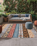 Outdoor Rug 6x9ft, Boho Stripes Ethnic Style Indoor Area Rug for Patio Backyard Deck Large Floor Mat, Retro Abstract Totem Non-Slip Outside Carpet Balcony Porch Camping Rugs Picnic Mat - size: 6' x 9' (Rectangular)