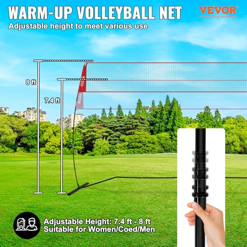 VEVOR Volleyball Training Net System,8 * 11/12 * 11ft/Pitching Practice/Spiking Practice/14 Net,Portable Net Station, Easy Setup Indoor Outdoor Target Net for Serving Spiking Setting - style: 14" Net
