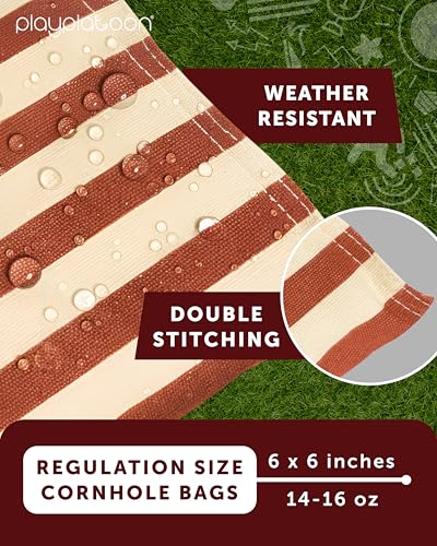 Play Platoon Cornhole Bags Weather Resistant- Set of 8 Regulation Bean Bags for Tossing- Official Professional Size & Weight Corn Hole Bags Two Color All Weather Cornhole Beans Bag Set with Tote Bag - color: American Flag - Vintage