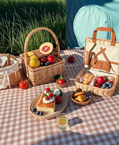 Wind Tour Waterproof Picnic Blanket with Carry Strap - Foldable Sandproof Outdoor Mat for Camping, Beach, Park - 59" x 71",Coffee Grid (Single Mat) - color: 59” X 71“,coffee Grid (Single Mat)