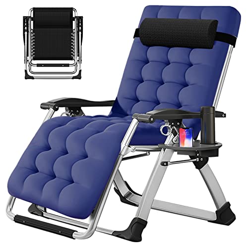 Slsy Zero Gravity Chair, Reclining Lounge Chair with Removable Cushion & Tray for Indoor and Outdoor, Patio Recliner Folding Reclining Chair - color: Lake, style: Zero Gravity Chair