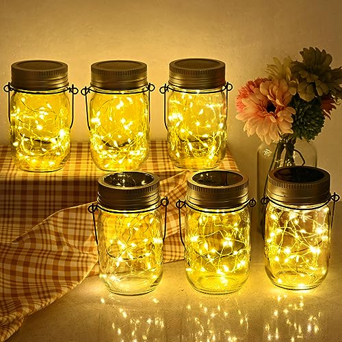 GIGALUMI Solar Mason Jar Lights, 8 Pack 30 Led String Fairy Lights Garden Lights Outdoor Waterproof Hanging Solar Lanterns for Outdoor, Garden, Patio, Lawn, Balcony Decoration - size: 8 Pack