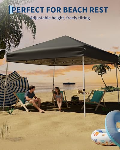 GarveeLife Canopy Tent, GarveeLife 10X10 FT Pop Up Canopy Outdoor Instant Tent Slant Legs with Carrying Bag, Portable Gazebo Shelter for Patio Deck Garden Beach - 8X8 FT Canopy Cover (Gray) - color: Gray