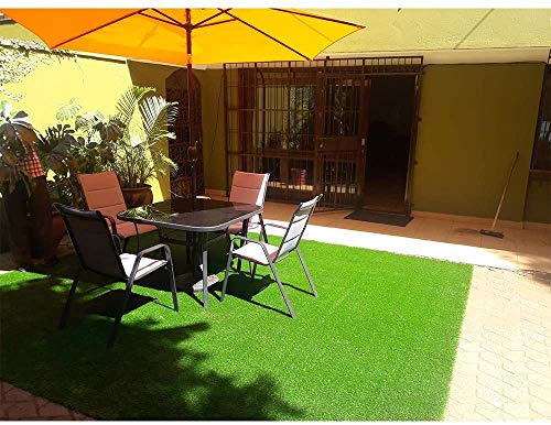 Petgrow Thick Artificial Grass 4 x 6FT,0.7Inch Pile Height Green Soft Fake Faux Grass Turf Mat,Indoor Outdoor Garden Dogs Pet Synthetic Turf Carpet Doormat, Rubber Backed with Drainage Holes - size: 4FTX6FT