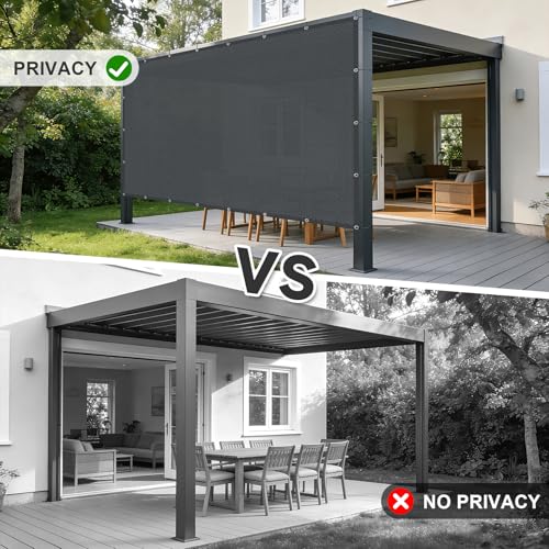 Cool Area Sun Shade Cloth with Grommets 3/4/6/8/10/12/16/20 FT Shade Panel Shade Tarp Screen Fabic for Outdoor Patio Pergola Cover Deck Garden, 6x10 FT, Dark Grey - color: Dark Grey, size: 0 6'X1 0'