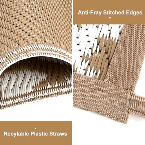 Yamaziot Waterproof Outdoor Rug 8x10 ft, Reversible Plastic Straw Rug for Patio Clearance, Camping, RV Mat, Large Outside Rug Carpet for Porch, Deck, Backyard, Balcony, Picnic (Brown) - color: Brown, size: 8' x 10'