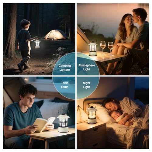 Consciot CL1 Mini Dual Light Sources LED Lantern, Retro Style Battery Powered Lamp, Dimmable Warm White and Daylight Modes, Up to 200H Run Time, Portable Atmosphere Lights for Indoor & Outdoor Use - size: 2 Pack