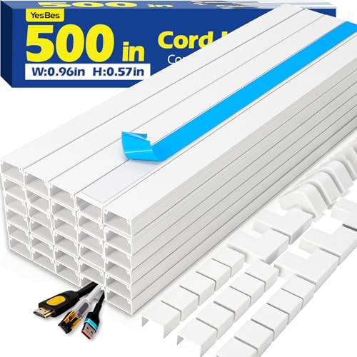 500in Cord Hider Kit, Cord Covers for Wires on Wall, Paintable Cable Raceway, Cord Hider for Wall Mount tv, tv Cable Hider Wall kit, Wire Covers for Cords, 32X L15.75 X W0.96in X H0.57in, White - color: 500in