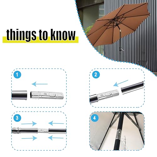 Patio Umbrella Replacement Parts, Outdoor Umbrella Pole Replacement, Push-Button Tilt Adjustment Metal Parasol Mounting Bracket Accessories (1.41 Inch)