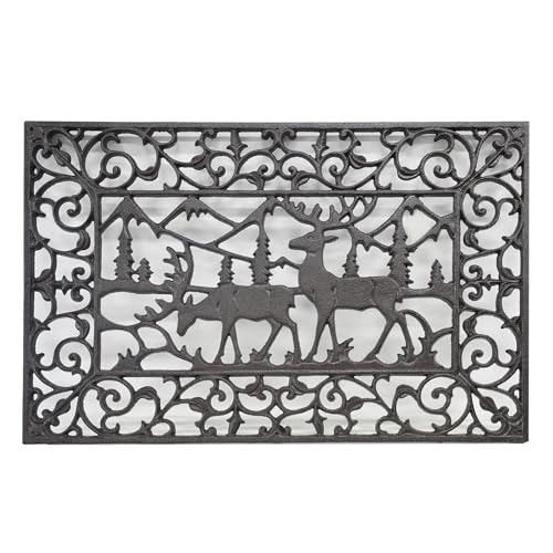 CT Copper Tailor Heavy Duty Cast Iron Doormat,Rectangle Outdoor Mat,Non-Slip Front Door Mat,Entrance Mat,Shoe Scraper,23.23”x 15.35”,Sika Deer Pattern Design - color: Sika Deer