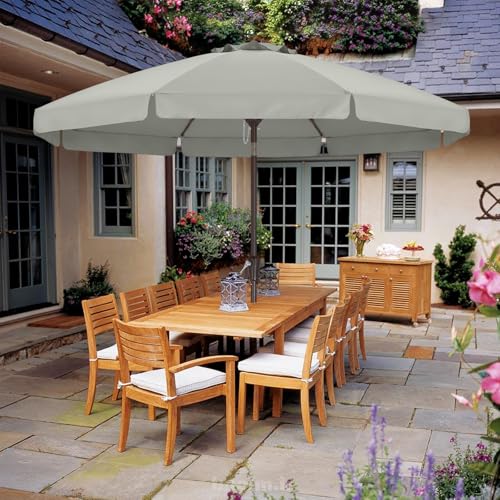 ABCCANOPY 10ft Scalloped Patio Umbrella, Outdoor Table Umbrella with Tilt and Crank, Fiberglass Ribs Deck Umbrella for Patio, Pool, Garden, Picnic (Light Gray) - color: Light Gray, size: 10FT