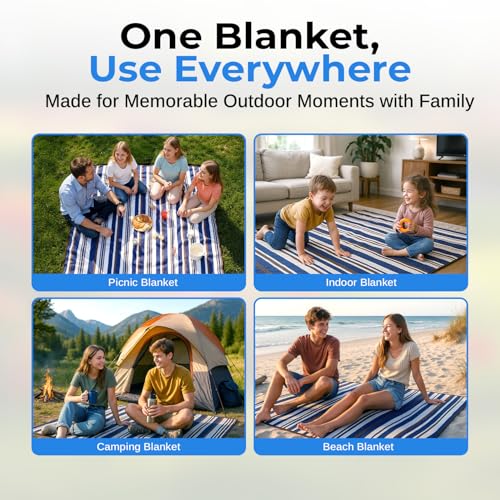 scuddles Extra Large Picnic Blanket – 60" x 80" Waterproof Outdoor Mat with Soft Dual-Layer Comfort, Foldable Travel Rug for Beach, Camping, Lawn, Parks & Family Picnics - color: Brown