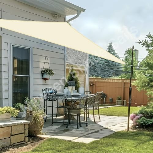 NeWEEN Triangle Shade Sail Sun Shade - 9' x 9' x 9' Waterproof UV Block Beige - color: Beige, size: 9'10'' X 9'10'' X 9'10''