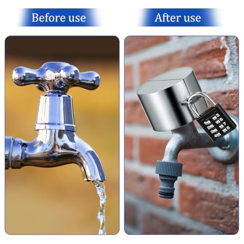 1 Set Faucet Spigot Lock, Stainless Steel Hose Bib Protector, Outdoor Water Valve Cover with Coded Padlock for Garden