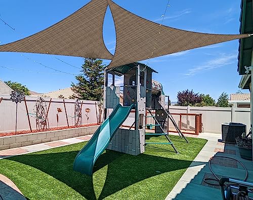 Coarbor 3' x 3' x 3' Sun Shade Sail Canopy Sunshade Outdoor Heavy Duty Triangle Fabric Cloth Screen for Patio Garden Yard Deck Pergola Canopy (Brown) - color: Brown, size: 3'x3'x3'