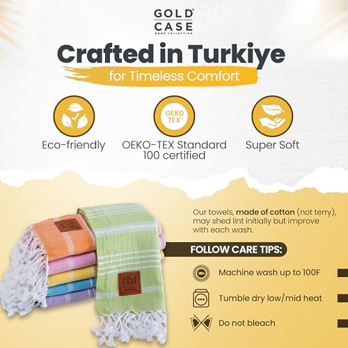 GOLD CASE HOME COLLECTION Lycia Original Turkish Hand Towels by Gold CASE-Set of 6-20x40'' 100% Cotton Decorative Bathroom & Kitchen for Hand,Face,Hair,SPA,Farmhouse,Gym and Dishcloth, Multicolor-2 - color: Multicolor-2, style: Hand Towel Set