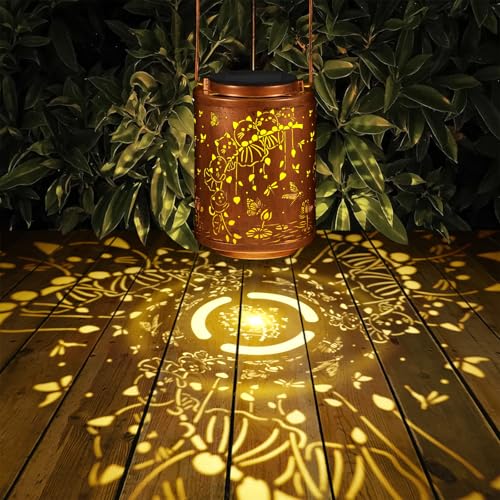 Solar Lanterns Garden Decor Birthday Gifts for Women Mon Grandma Metal Hanging Solar Lights Waterproof Outdoor Decoration for Outside LED Lanterns for Yard Patio Lawn (Cat) - style: Cat