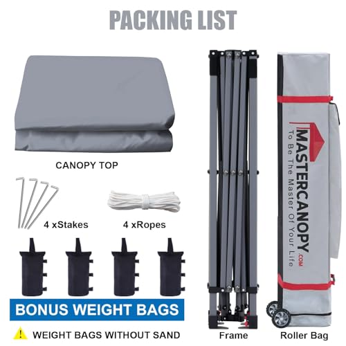 MASTERCANOPY Heavy Duty Pop-up Canopy Tent with Sidewalls (10x10,Gray) - color: Gray, size: 10x10