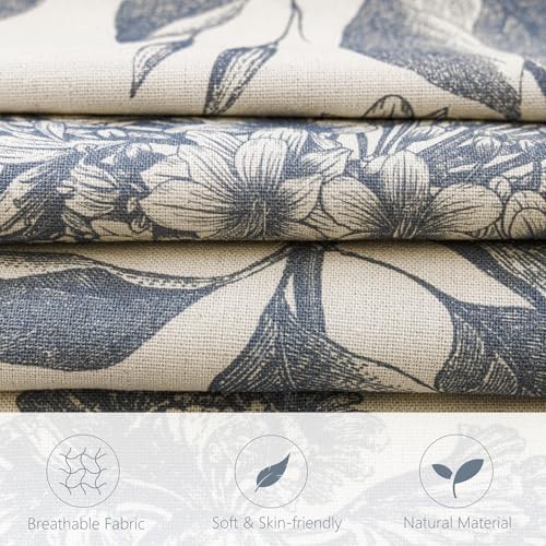 Foindtower Set of 2 Linen Floral Vintage Throw Pillow Covers Neutral Accent Print Decorative Cushion Covers Farmhouse Boho Home Decor for Sofa Chair Couch Bedroom Living Room,20×20 Inch,Blue - color: Aegean Blue, size: 20" x 20" (Pack of 2)