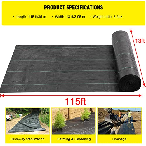 Driveway Fabric, 13x115 ft Road Fabric Commercial Weed Barrier Fabric, Landscape Fabric Heavy Duty 3.5OZ French Drain Fabric for Erosion Control,Landscape Fabric,Weed Barrier,Construction Projects - size: 13x115 Ft-3.5oz