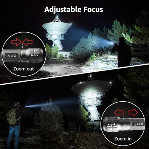 Lighting EVER LED Flashlights High Lumens, Small Flashlight, Waterproof, Adjustable Focus Flash Light for Outdoor, Emergency, Camping, AAA Batteries Included, 2 Pack - color: Gray