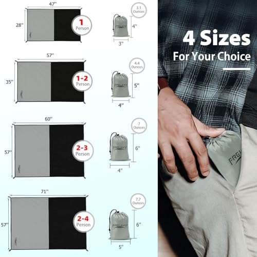 Frelaxy Pocket Picnic Blanket, Waterproof Sandproof Beach Mat, Compact Camping Tarp for Festivals, Hiking, Travel, Outdoor Recreation (Grey, 28'' x 47'') - color: Grey, size: 28'' X 47''