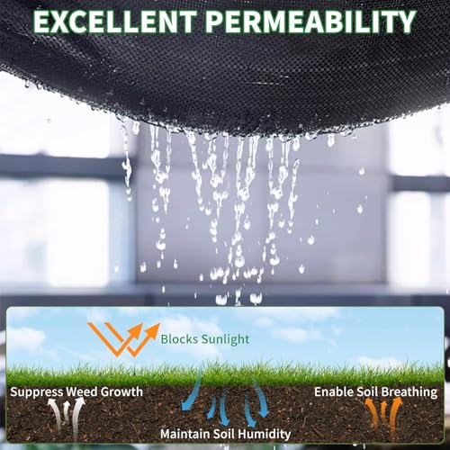 4FT X 328FT Garden Weed Barrier Landscape Fabric Heavy Duty Ultra Thick Premium Weeds Control Mat Ground Cover Weed Block Gardening Mat, 20 Ground Stakes Included - size: 4ft x 328ft