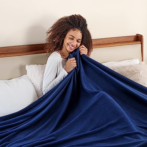 Berkshire Blanket Microfleece Twin Size Bed Blanket Navy,Lightweight Soft Breathable Plush Micro Fleece Blanket for Bed Couch Sofa,60x92 Inches - color: Navy, size: Twin/Twin XL