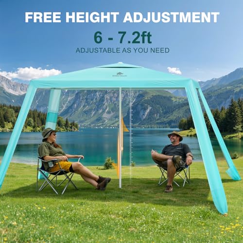 Rhino Valley Beach Cabana, 8 * 8FT Beach Tent UPF50+ Protection, Easy Setup Beach Canopy Wind Resistant with Cup Holder, Compact Beach Shade Foldable Beach Tent Sun Shelter, Turquoise Green - color: Turquoise Green