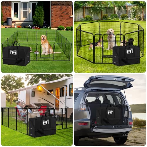 SIRUITON Dog Playpen Storage Bag,Fits 24" H 8 Panels and 9 Stakes Suitable for Foldable Exercise Pet Playpen, Dog Fence Travel Bag with Reinforced Double Handles. (Black, Fits 24in)