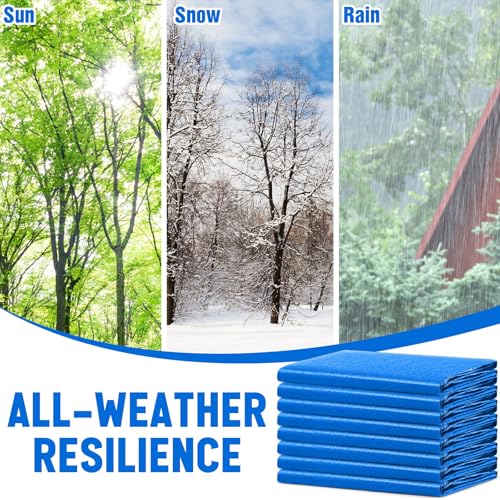 8 Pack 6 x 8 ft 5.5 Mil Large Tarps Heavy Duty Waterproof Tarp Multi Purpose Tent Cover for Home Boats Cars Camping Patio Furniture Roof Emergency Rain Protective Cover, Blue - color: Blue, size: 6 x 8 ft