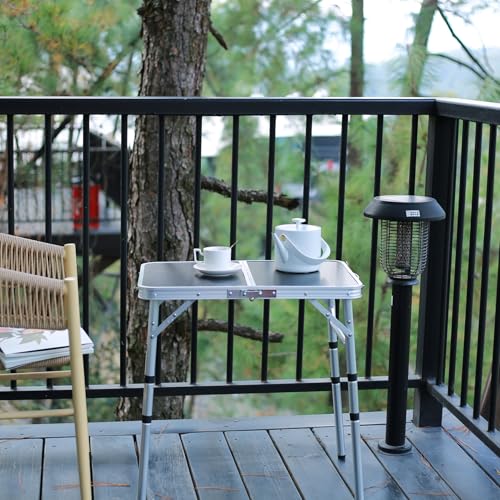 YihuiKo Folding Camping Table, Adjustable Height Folding Table, Portable Aluminum Small Folding Table with Carry Handle for Picnic, BBQ, Indoor, Office - size: 24"L x 16"W x 24"H