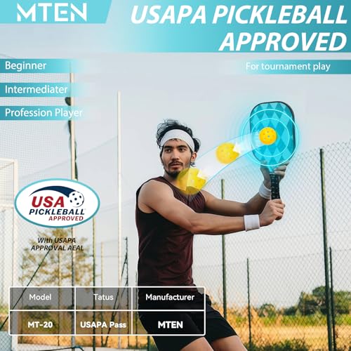 Pickleball Paddles Set of 2 or 4, or Single Paddle – USAPA Approved Fiberglass Surface Pickleball Rackets Set for Men & Women - color: Lake blue*2