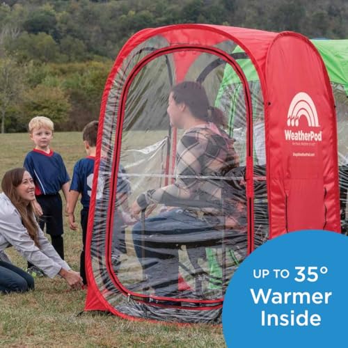 WeatherPod® Pop-Up Sports Tent 1-2 Person – Instant Setup MyPod™ Original Shark Tank All-Weather Pod Shelter for Outdoor Sports, Rain, Wind & Cold - color: Black, size: Large