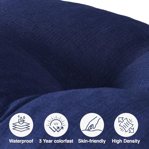 Favoyard Indoor/Outdoor Bench Cushion 36 x 14 Inch Waterproof & 3-Year Fade-Resistant Patio Furniture Cushions for Garden Porch Swing Chair Tufted Pad for Sofa Couch Seat with Ties, Blue - color: Blue, size: 36 x 14 In