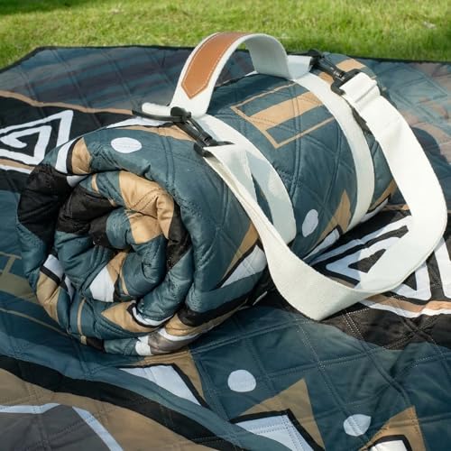 Genovega Waterproof Picnic Blanket Outdoor Camping Beach Mat Rug Extra Large Foldable Car Essential Roadtrip Gadget Accessories Glamping Gear Must Haves Hiking Stuff Backpacking Mother Day Gift - color: Boho Green