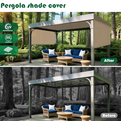 3' x 4' Universal Pergola Shade Cover with Grommets Weighted Rods, Sun Shade Cloth Outdoor Canopy Replacement Cover, Patio Awning for Porch, Backyard, Gazebo, Garden, Sand - color: Sand, size: 3'x4'