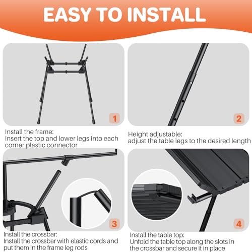 FUNYKICH 3ft Aluminum Roll Up Camping Table(L35''xW16''), 4 Height Adjustable Ultralight Folding Camp Table Up to 28'', Portable Tables with Carry Bag for Camping, Picnic, BBQ, Party, Backyard, Beach - size: Aluminium tabletop-35''x16''x(28/24.8/26.4/20''