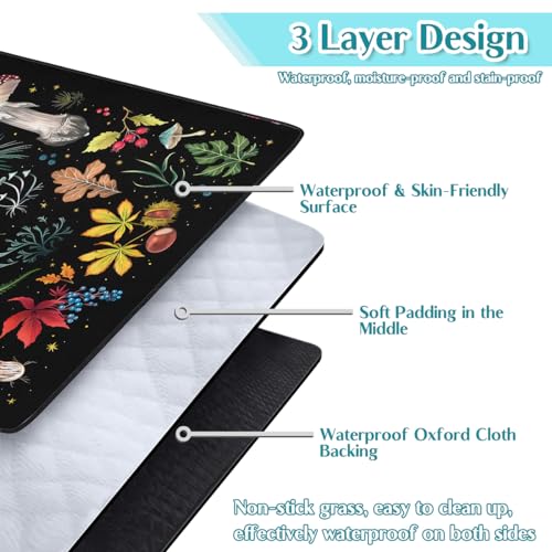 Mushroom Picnic Blankets Waterproof Foldable, 80″X80″Thick Three Layer Picnic Mat Outdoor Blanket for Grass, Large Beach Blanket Sandproof Picnic Accessories for Camping Party Park Patio - color: A08, size: 6'8" X 6'8" (Square)