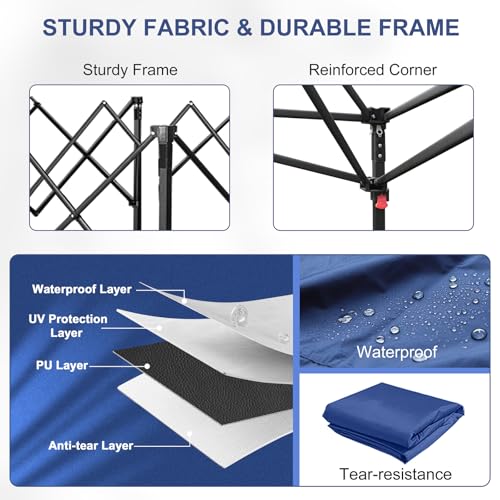KAMPKEEPER 12x12 Pop Up Canopy Tent,Heavy Duty Outdoor Sun Shade for Events,Camping,Parties - Polygonal Patio Gazebo with Wheeled Bag,4 sandbags(Navy Blue, 12x12FT) - color: Blue, size: 12x12FT