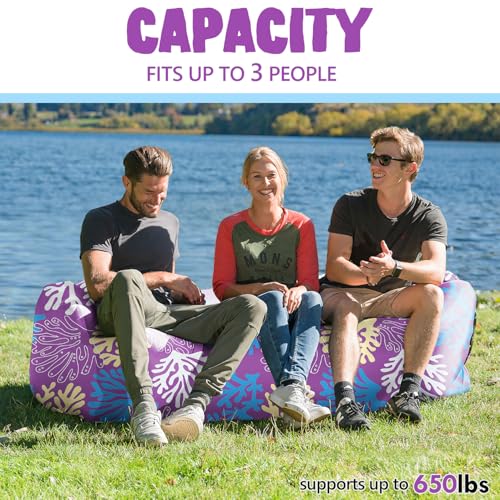 AlphaBeing Inflatable Lounger Beach Chair Accessories, Air Sofa Hammock Inflatable Couch for Camping Backyard Lakeside with Compression Sacks, Ideal Outdoor Gifts for Adults - color: Coral Purple