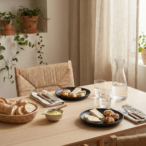 Homienly Wheat Straw Plates Unbreakable Deep Dessert Plates Set of 8 Plastic Plates Reusable Microwave Safe Plate for Kitchen Camping Party Dishwasher Safe Stackable Appetizer Plates (8in, Black) - color: Black, size: 8 inch